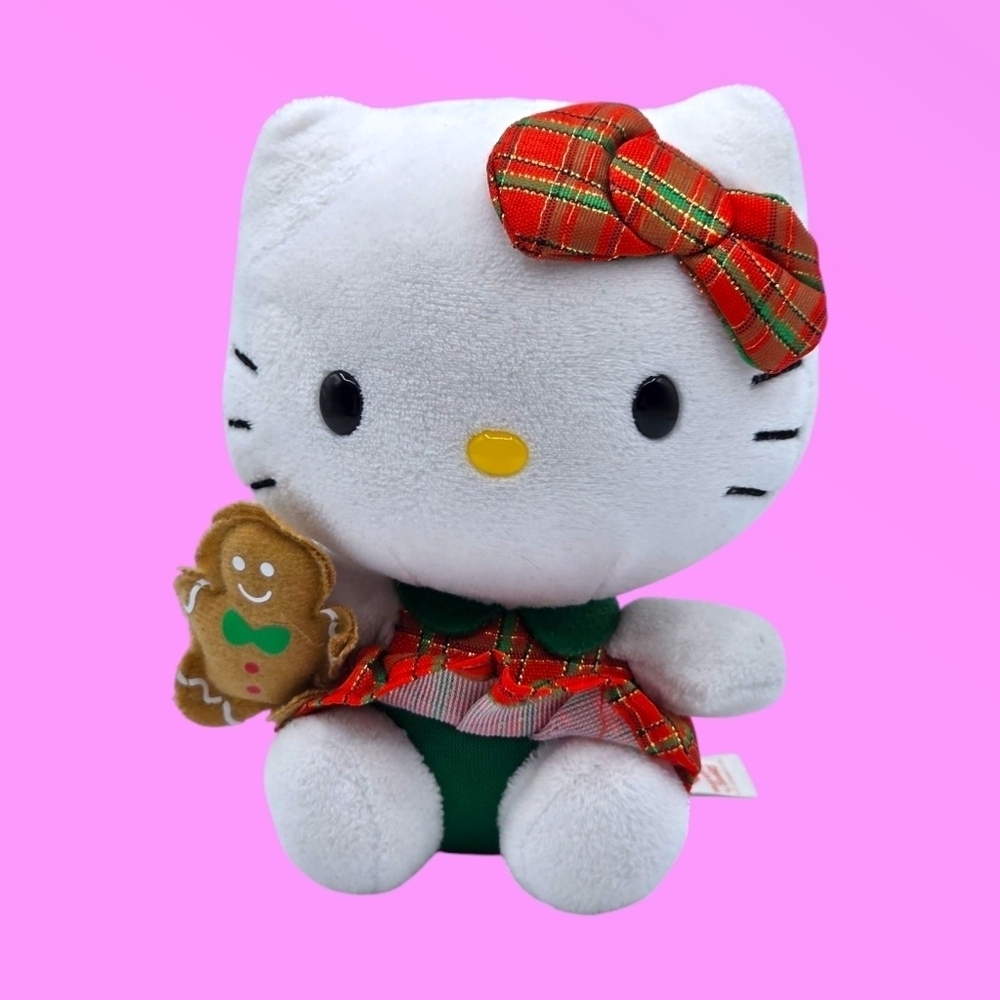 Ty Sanrio Hello Kitty in Christmas Dress w/ Gingerbread Man Plush